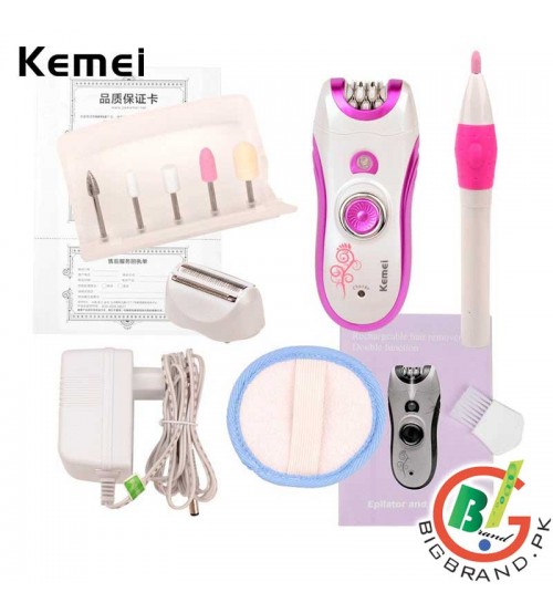 Kemei 3 in 1 Epilator Women Hair Removal with File Manicure Nail Tool KM-3066